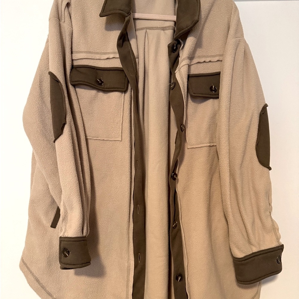 LA MIEL Tan and Brown Utility Jacket with Stand-Up Collar Size L
